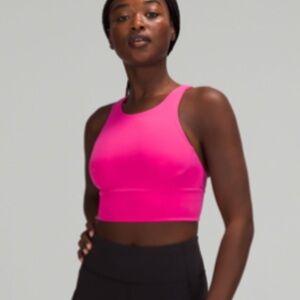 Lululemon Hot Pink Wunder Train Long-Line Bra